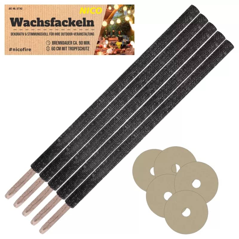 Wachsfackel, 60 cm lang