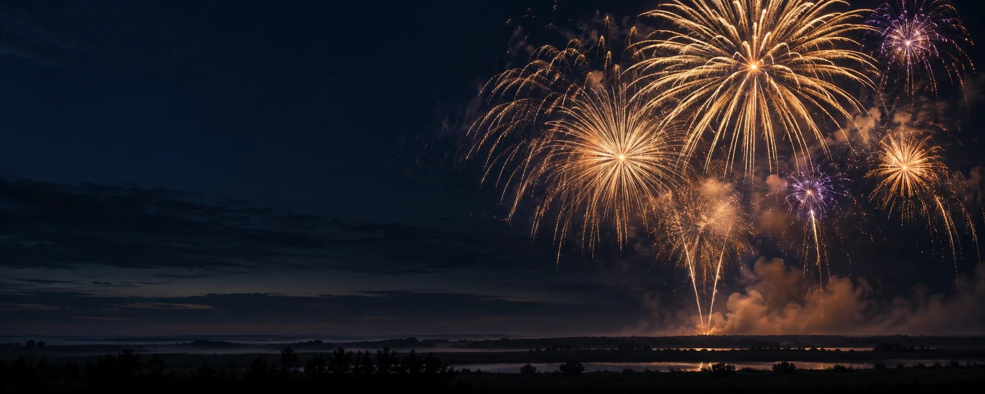 Goldenes Feuerwerk am nächtlichen Himmel